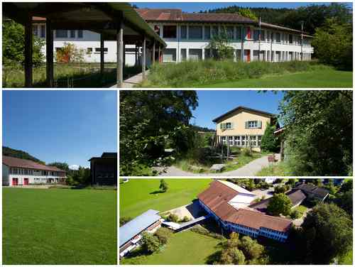 Verschiedene Ansichten des Schulhauses Haselhalden