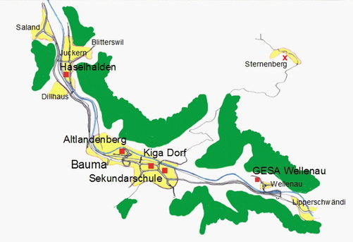 Ortsplan Schulhuser Bauma